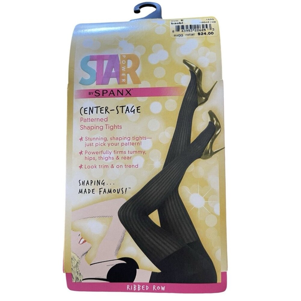 SPANX Star Power Center Stage Patterned Shaping‎ Tights Size E Ribbed Row NWT